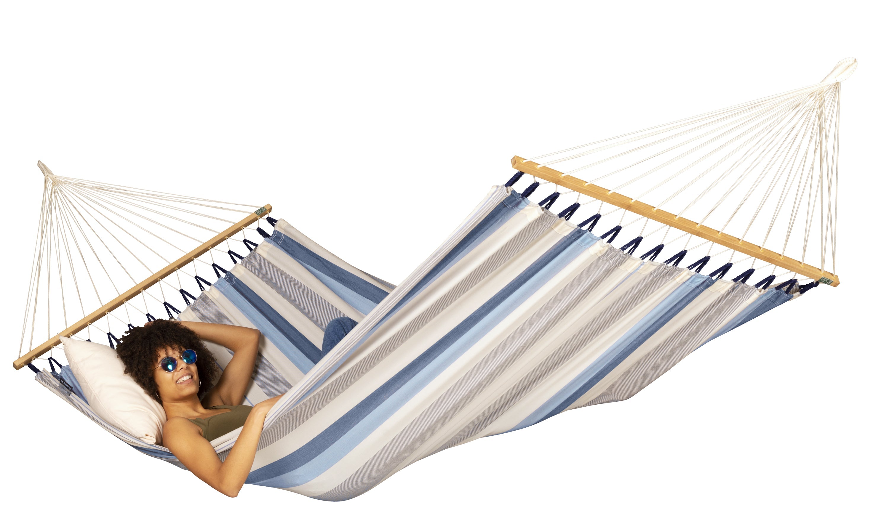 LA SIESTA® - Alisio Dobbelt-hængekøje med tværpind outdoor - Sea Salt