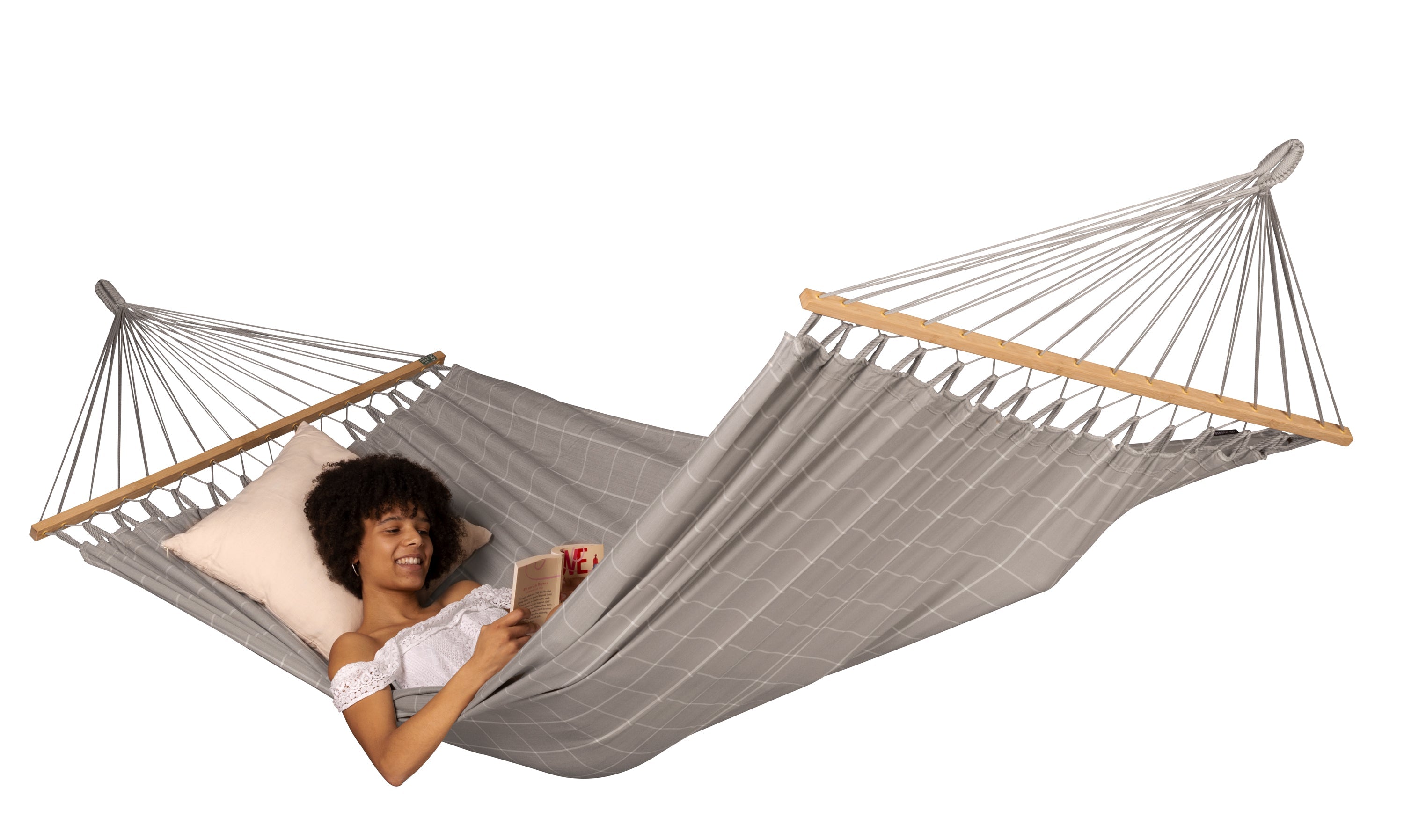 LA SIESTA® - Alisio Dobbelt-hængekøje med tværpind outdoor - Almond