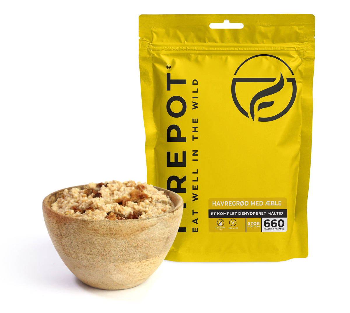 Firepot Havregrød med æble dehydreret morgenmad, gul pose (2)