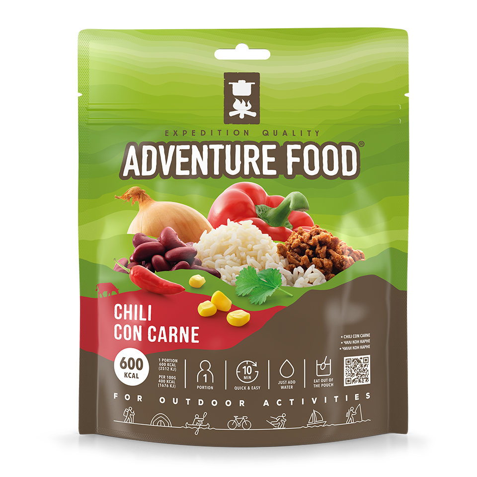 Adventure Food Chili con carne frysetørret måltid, grøn pose