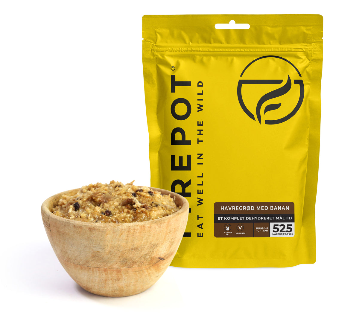 Firepot Havregrød med banan dehydreret morgenmad, gul pose