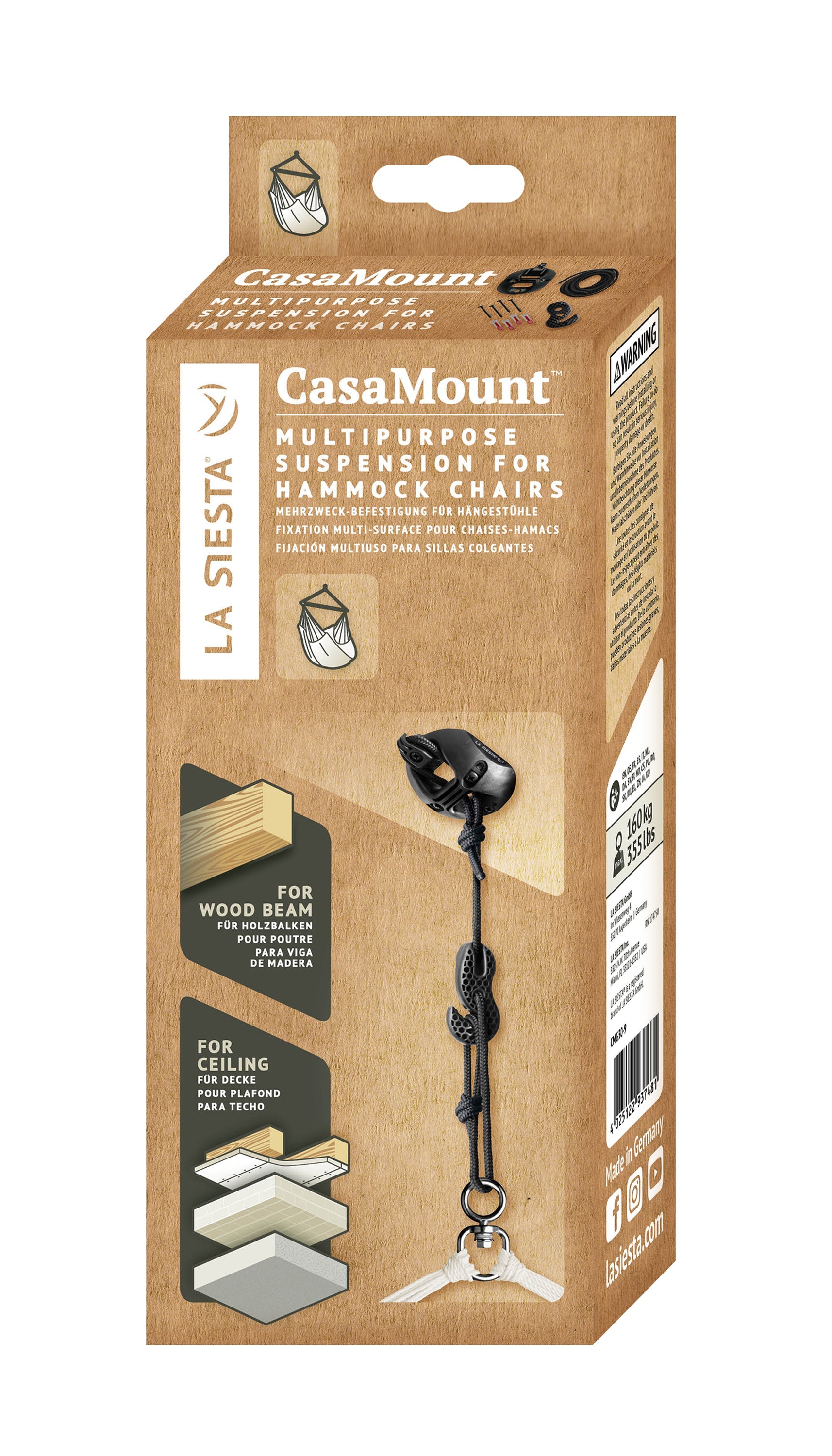 LA SIESTA® - CasaMount 1rope til hængestole  - Black