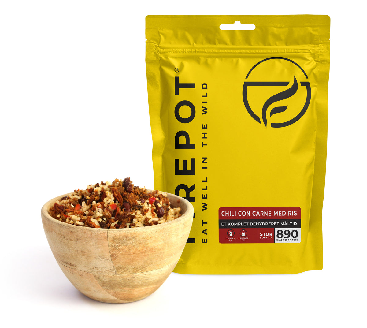 Firepot Chili con carne med ris dehydreret måltid, gul pose (2)