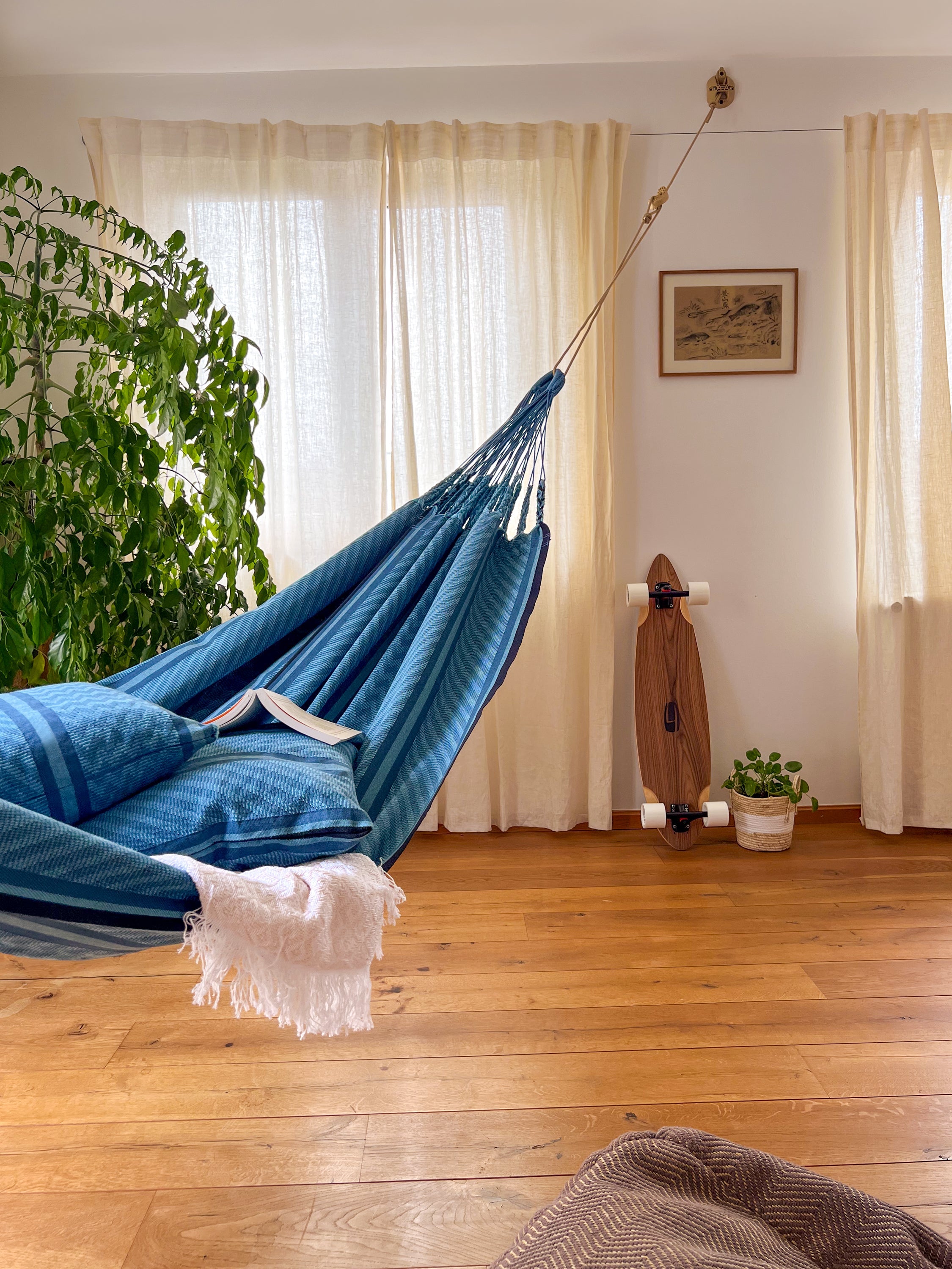 LA SIESTA® - Flora dobbelt-hængekøje i økologisk bomuld - Blue Zebra