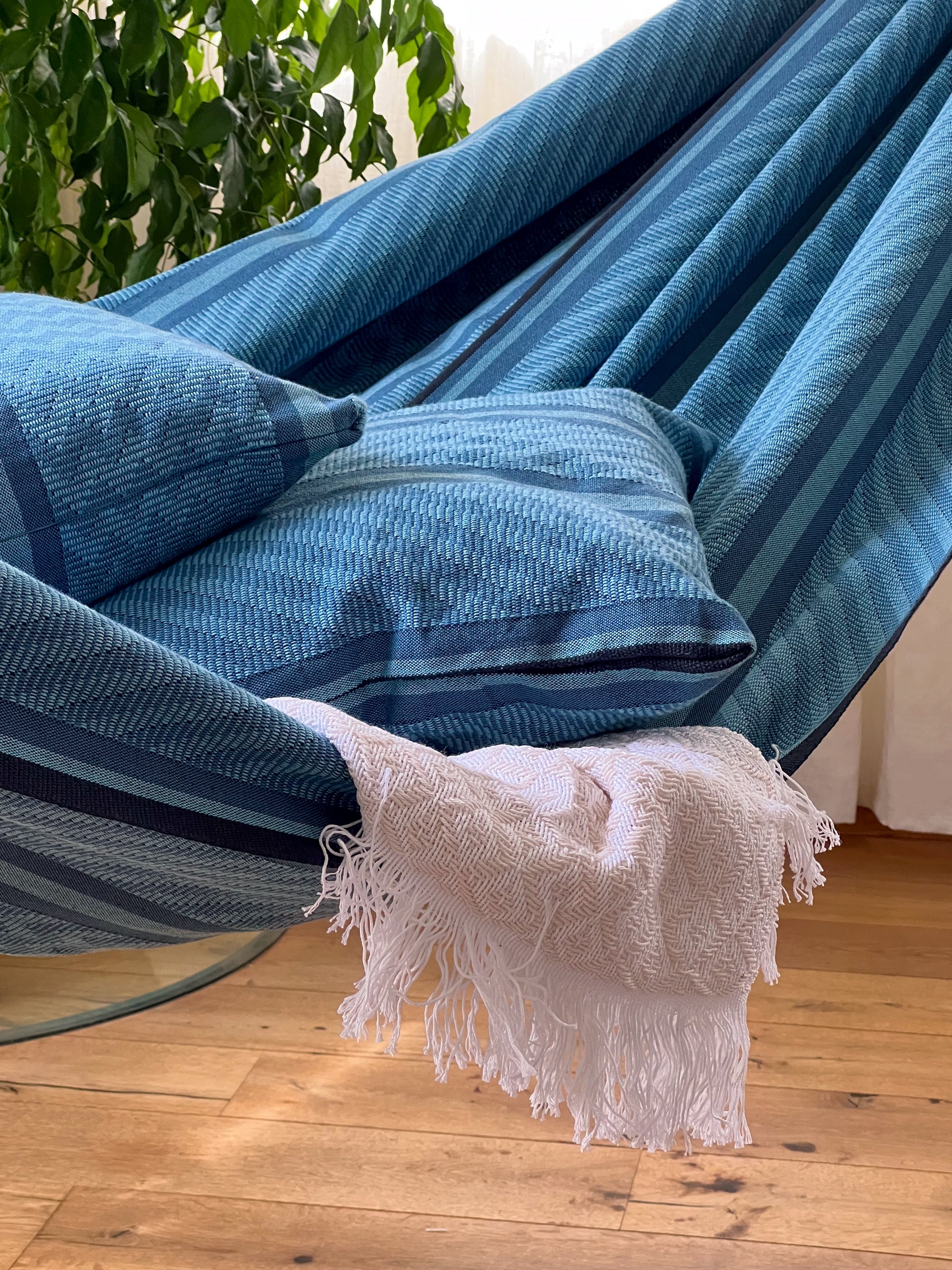 LA SIESTA® - Cariño Betræk til hængekøjepude af økologisk bomuld - Blue Zebra