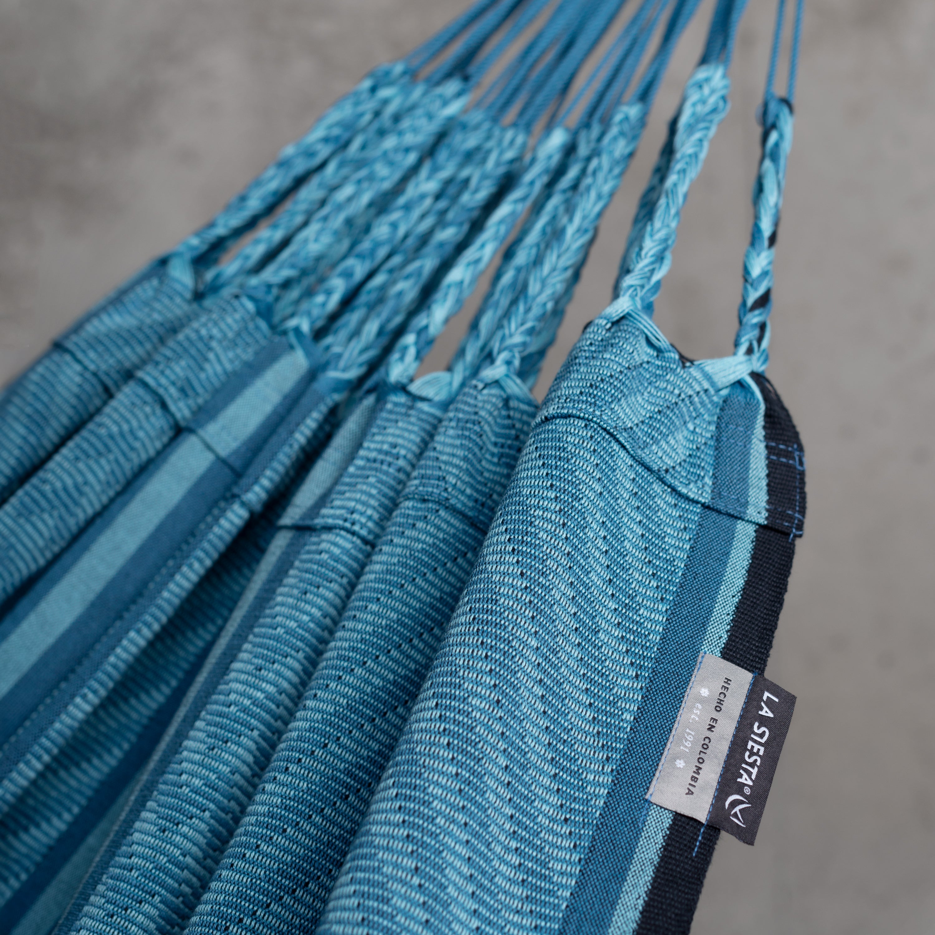 LA SIESTA® - Flora dobbelt-hængekøje i økologisk bomuld - Blue Zebra