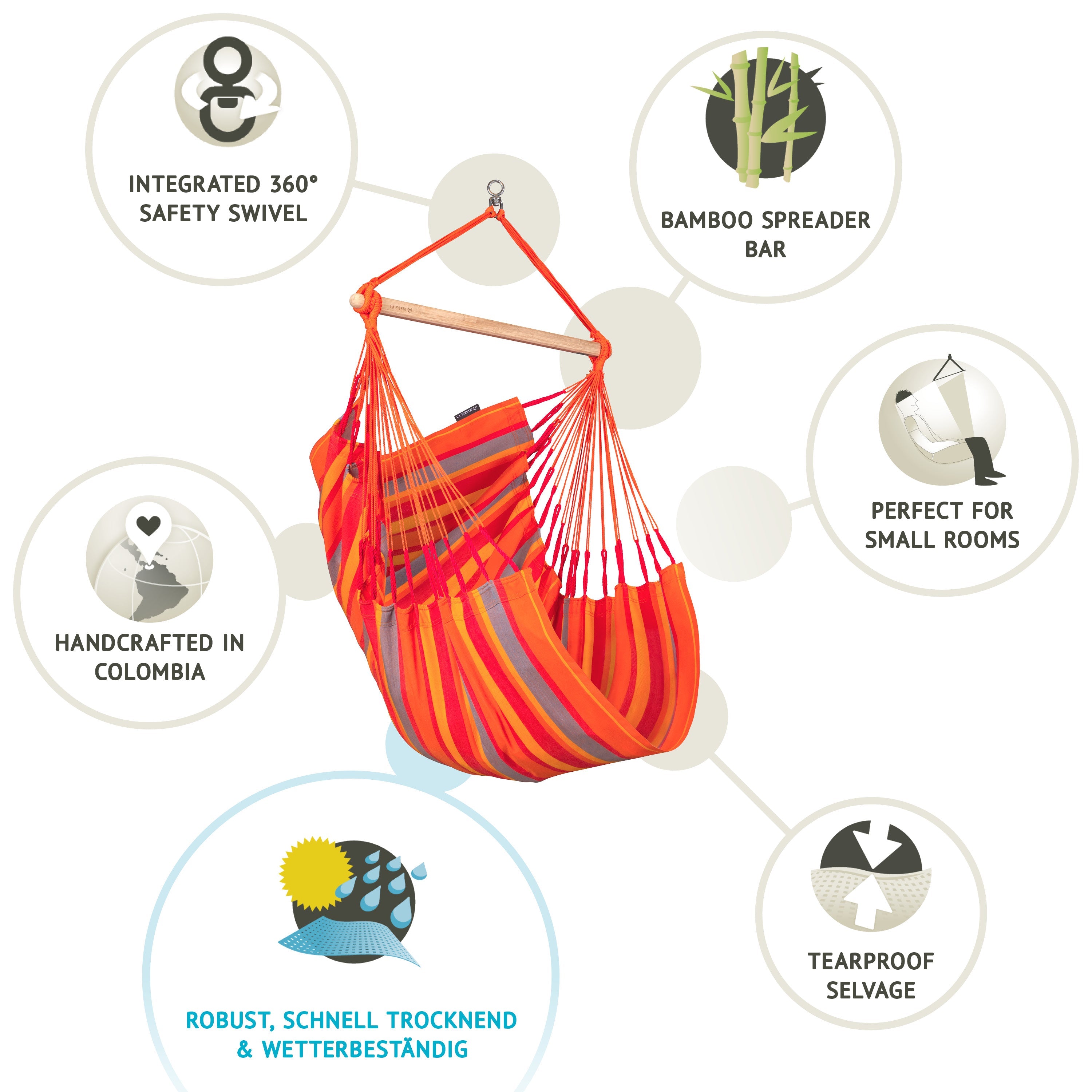 LA SIESTA® - Domingo Basic hængestol outdoor - Toucan - billede 9 | JT-Sport.dk