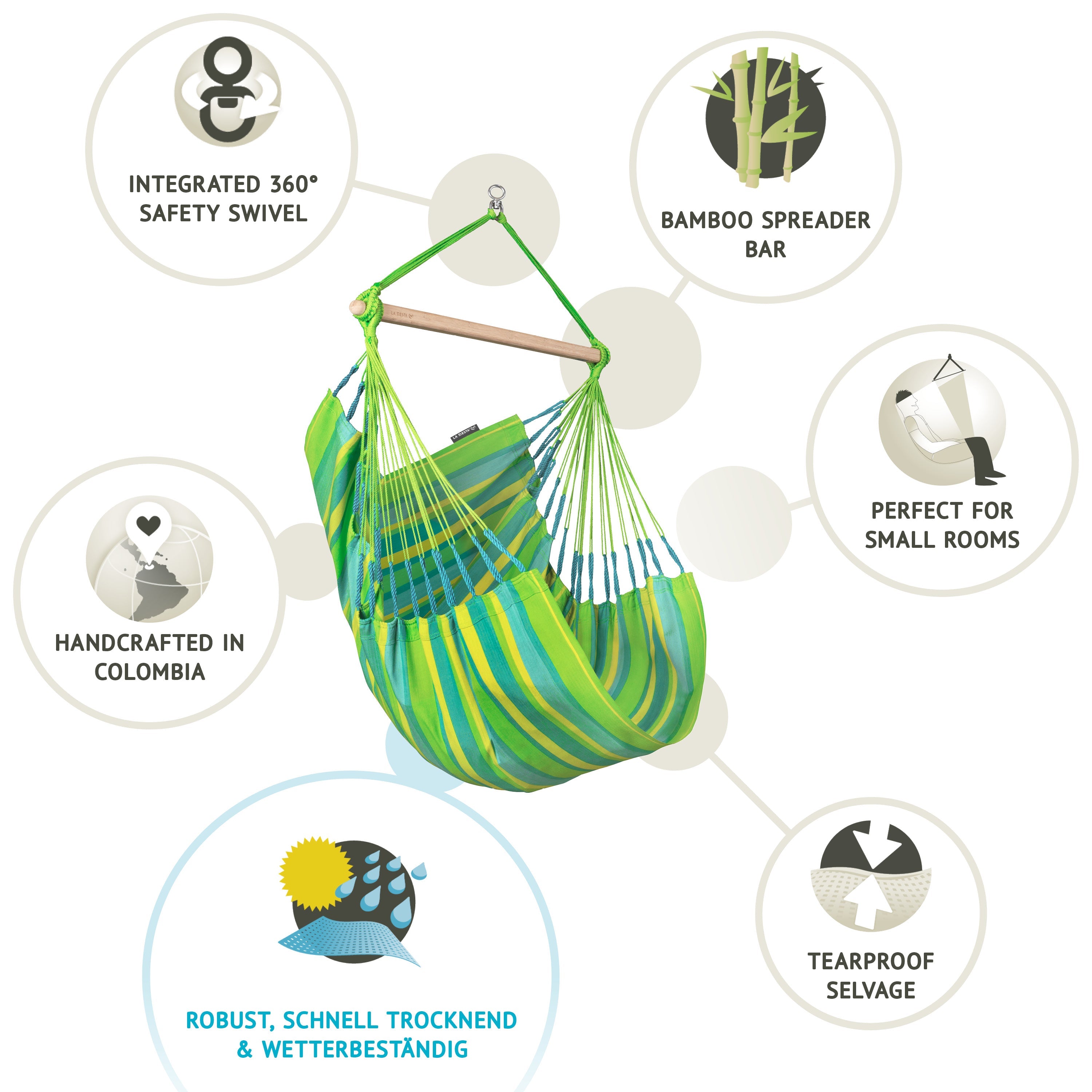 LA SIESTA® - Domingo Basic hængestol outdoor - Lime