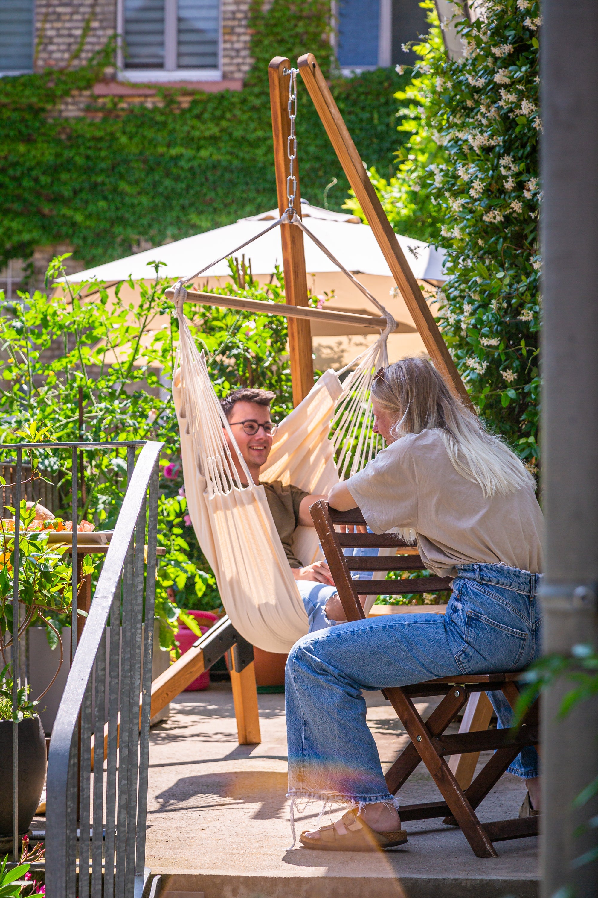 LA SIESTA® - Habana Basic hængestol i økologisk bomuld - Latte