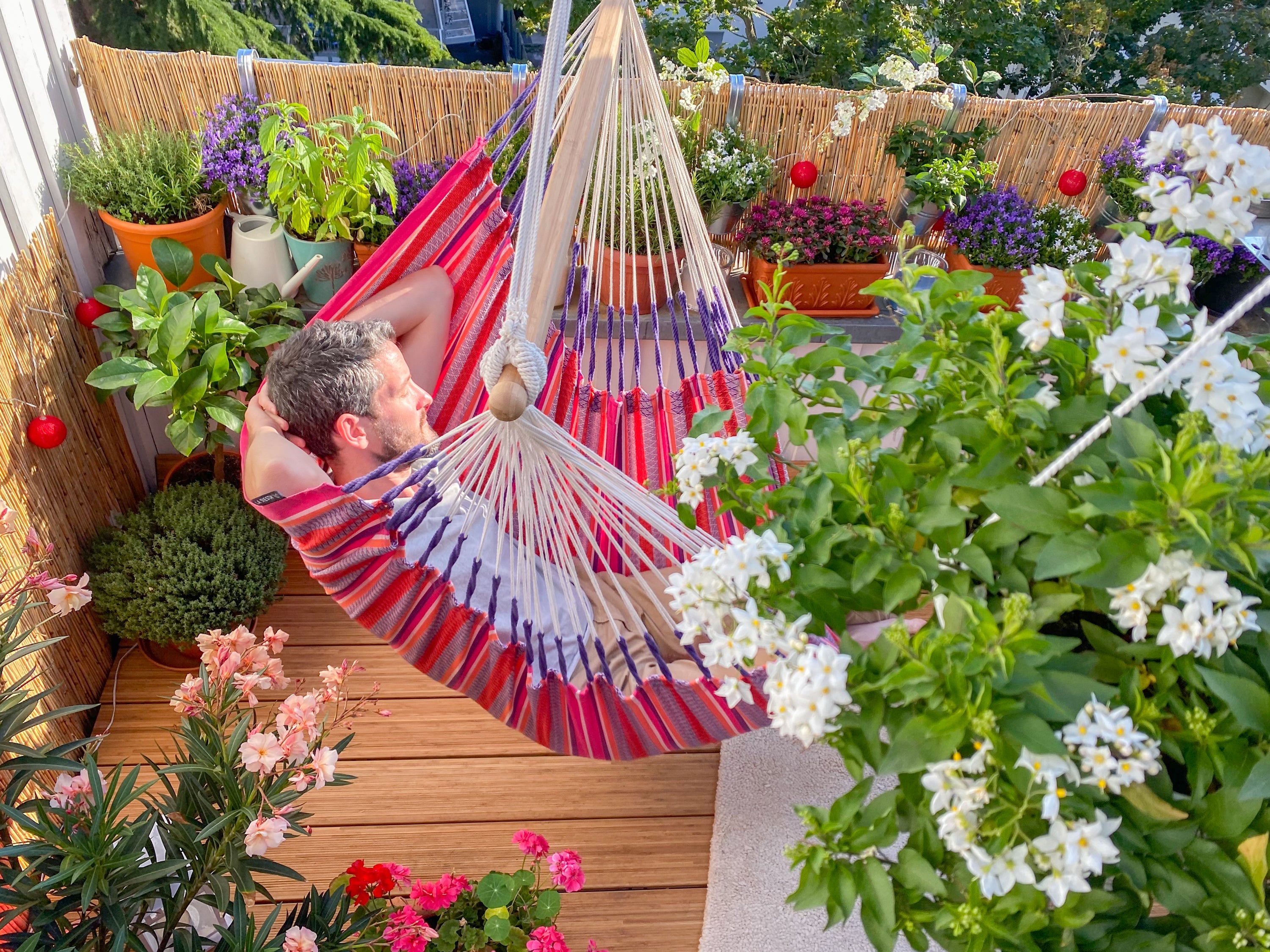 LA SIESTA® - Habana Comfort hængestol i økologisk bomuld - Flamingo