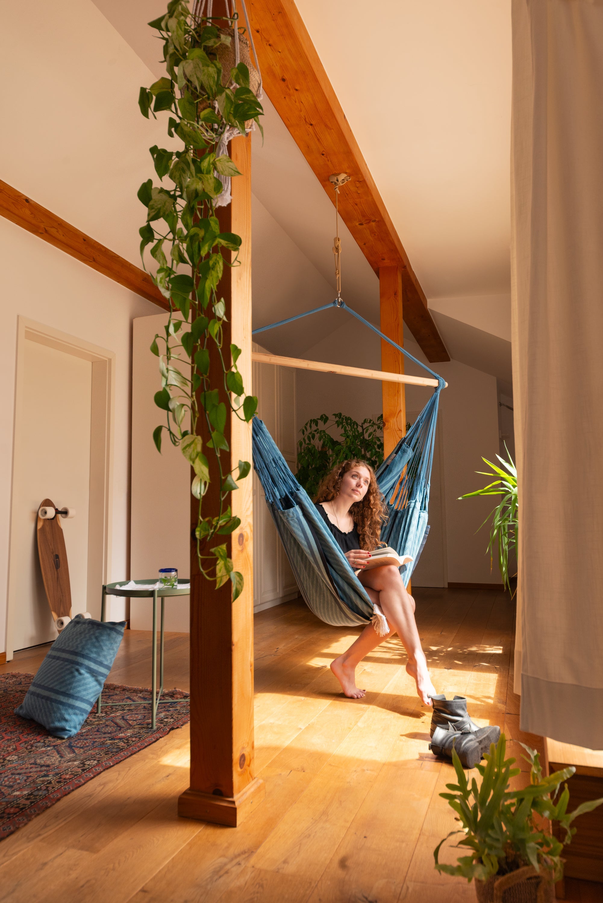 LA SIESTA® - Habana Comfort hængestol i økologisk bomuld - Blue Zebra - billede 4 | JT-Sport.dk