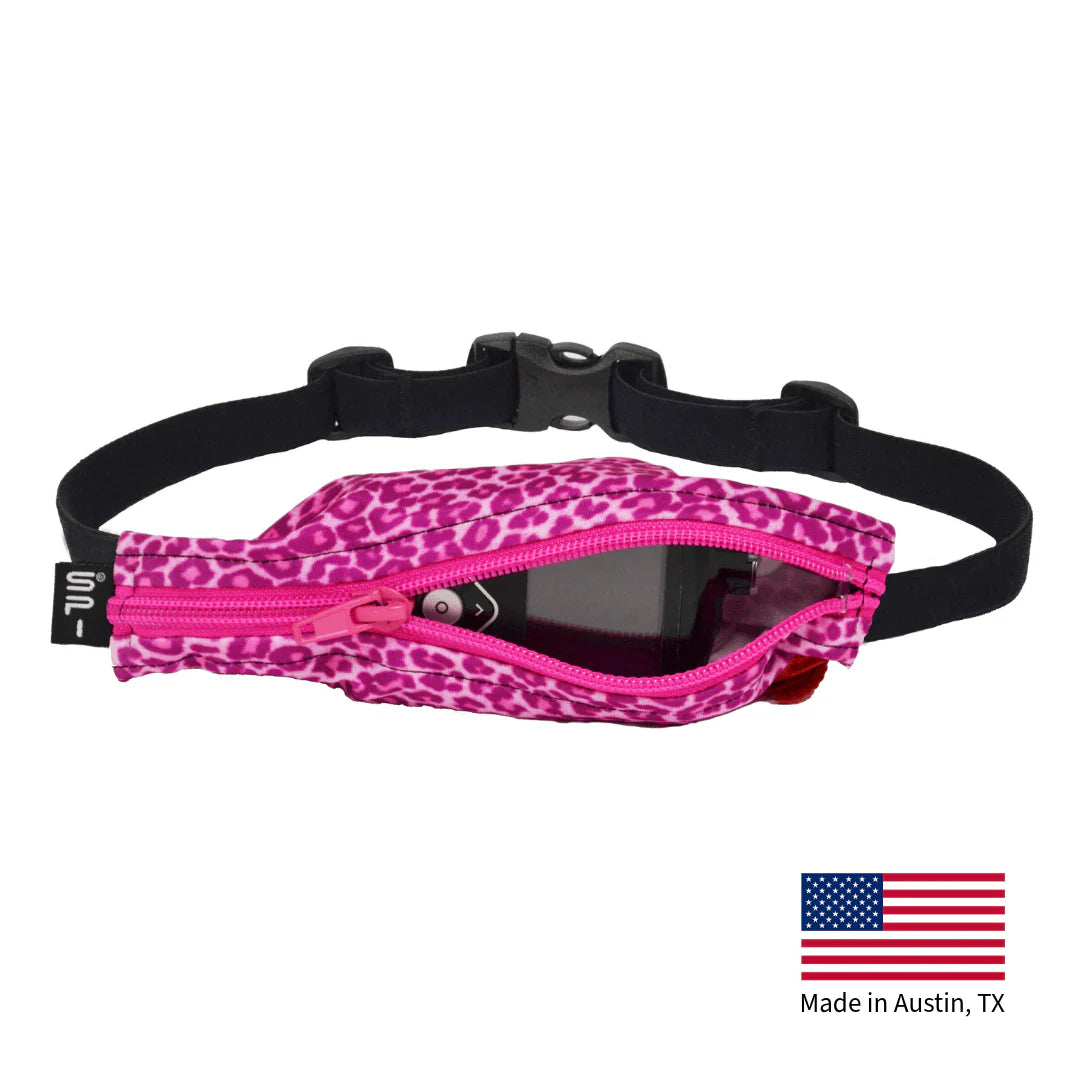 SPIbelt - Løbebælte Kids Diabetic PTH - Hot Pink Cheetah/ Black Zipper
