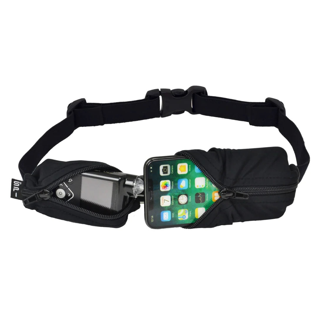 SPIbelt - Løbebælte Kids Dual Pocket PHT Diabetic - Black/Black Zipper
