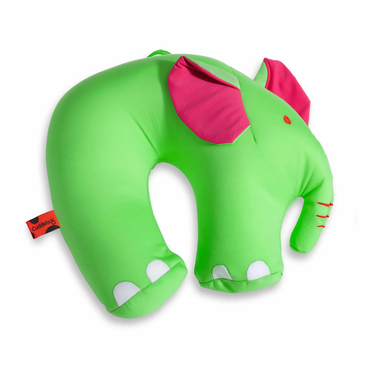 Cuddlebug børnenakkepude elefant i grøn og lyserød