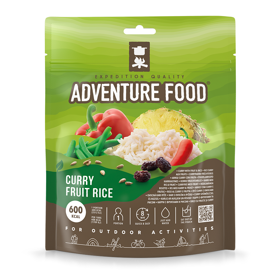 Adventure Food Curry Fruit Rice frysetørret måltid, grøn pose