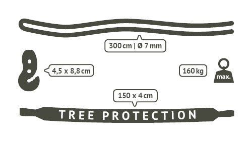 LA SIESTA® - TreeMount 1rope Fastgørelse til hængestole ved træer og bjælker - Black