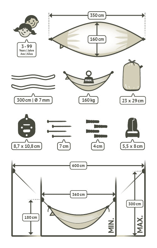 LA SIESTA® - Moki Foret dobbelt hængekøje  inkl. ophæng  - Dolphy