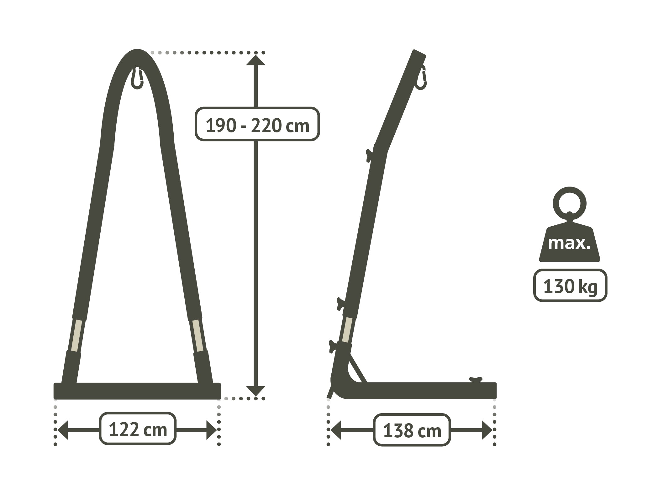 LA SIESTA® - Amura stativ til basic- til kingsize-hængestole  - Anthracite
