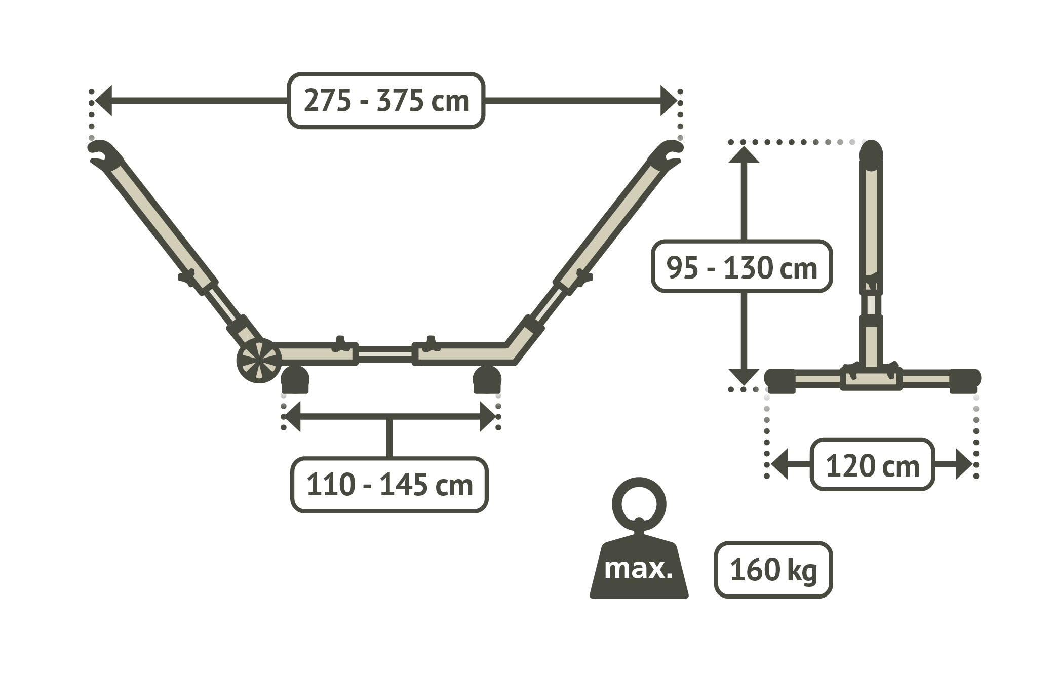 LA SIESTA® - Esterel stativ til single- eller kingsize-hængekøjer  - Anthracite