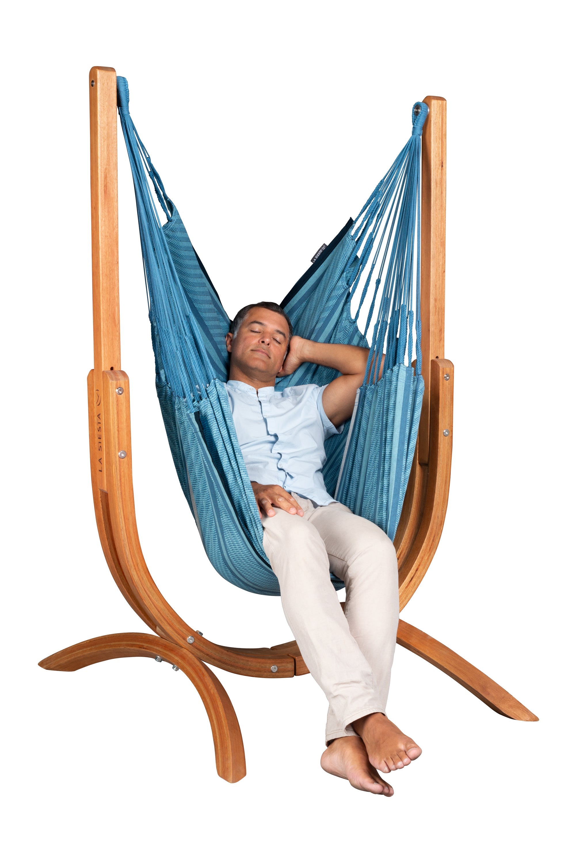 LA SIESTA® - Udine Organic Hængestol af FSC®-certificeret eukalyptus - Blue Zebra