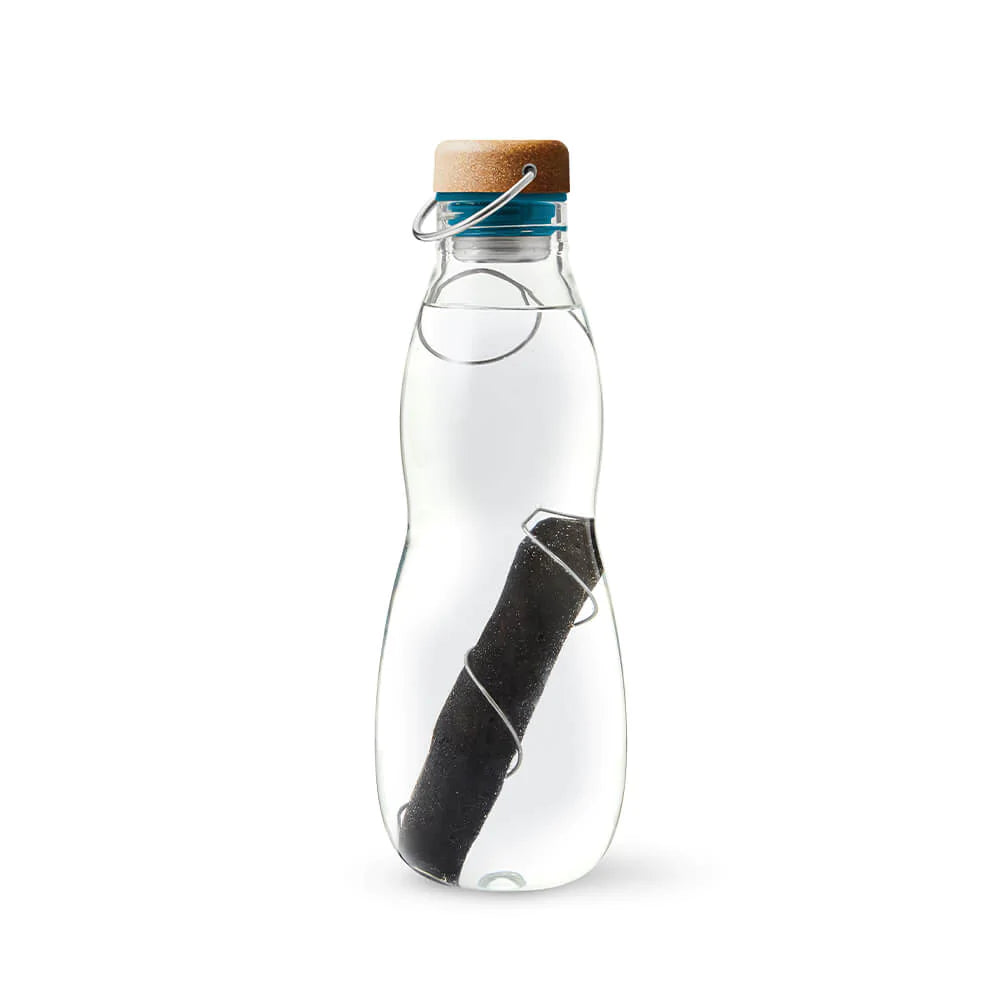 Black+Blum Eau Good Glass drikkeflaske med kulfilter, klar/blå