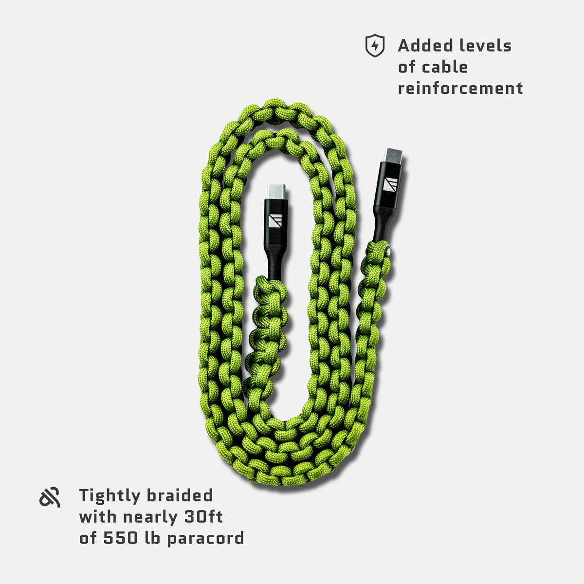 Dark Energy USB-C til USB-C paracord-kabel, grøn (2)