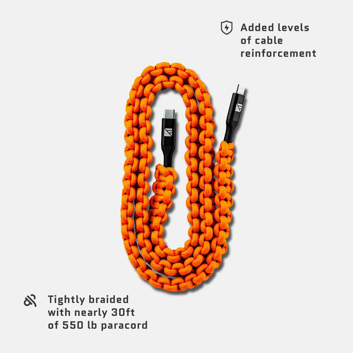 Dark Energy USB-C til USB-C paracord-kabel, orange (2)