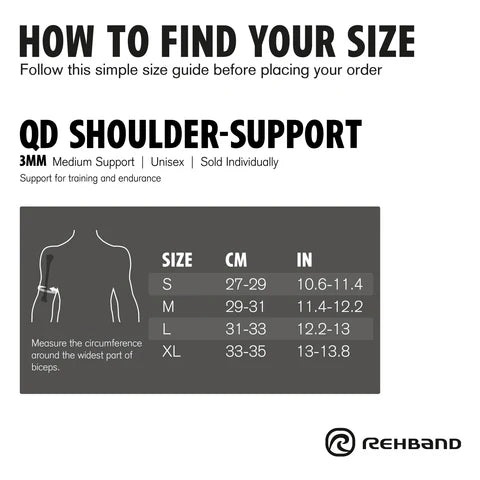 Rehband - QD Shoulder-Support Left 3mm - Black - billede 4 | JT-Sport.dk